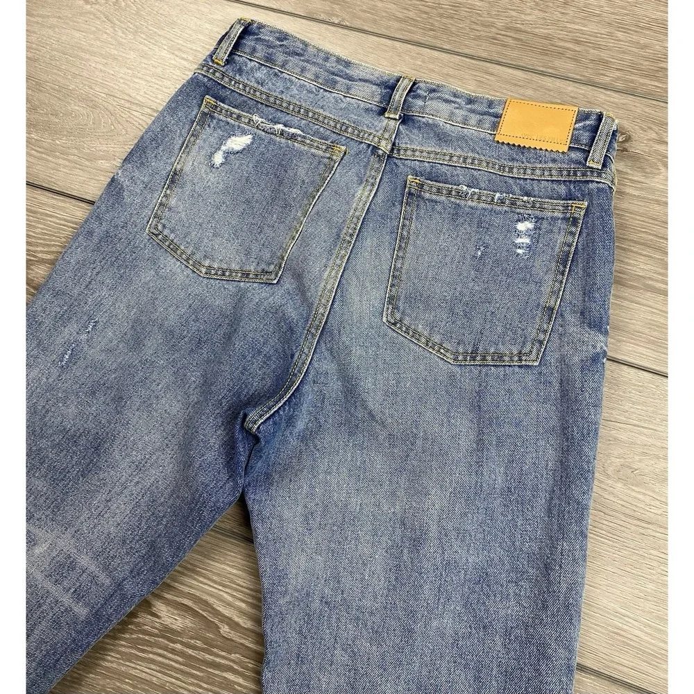 Avec Les Filles‎ Women's Light Wash Distressed Button Fly Jeans Blue Size 27